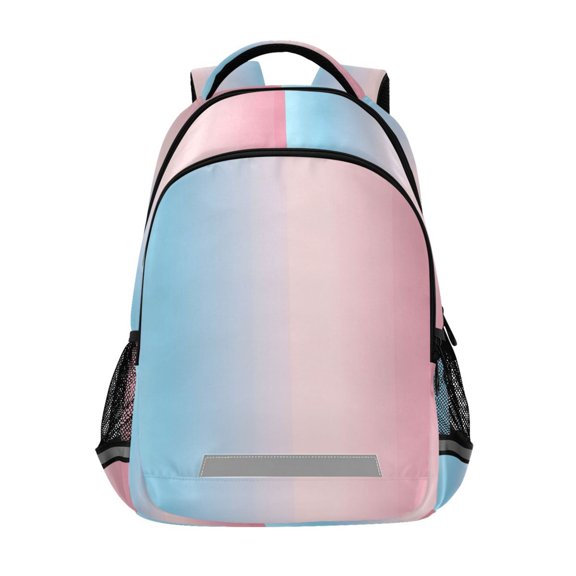 FORMRS Unisex Backpack Elementary School Travel Bookbag with Reflective Stripes, Light Pink Gradient