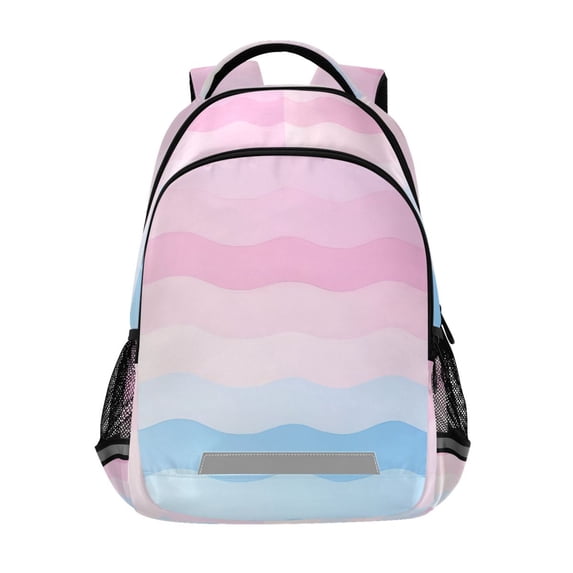 FORMRS Kids School Backpack Elementary Student Unisex Travel Bookbag with Reflective Stripes, Light Pink Stripes