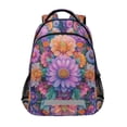 thumbnail image 1 of FORMRS Unisex Backpack Elementary School Travel Bookbag with Reflective Stripes, Light Purple Flowers, 1 of 7