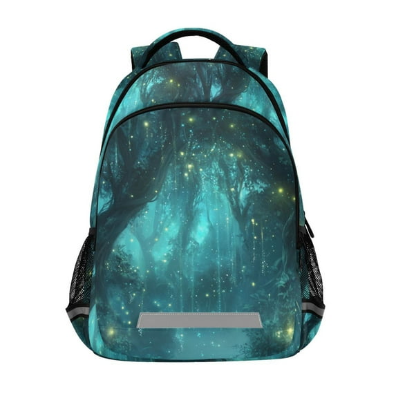 FORMRS Unisex Backpack Elementary School Travel Bookbag with Reflective Stripes, Magical Forest