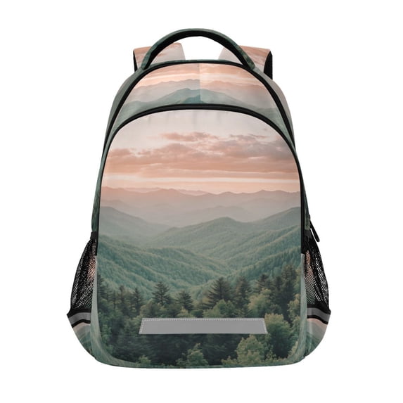 FORMRS Kids School Backpack Elementary Student Unisex Travel Bookbag with Reflective Stripes, Mountains at Dawn