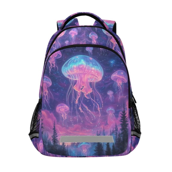 FORMRS Kids School Backpack Elementary Student Unisex Travel Bookbag with Reflective Stripes, Neon Jellyfish