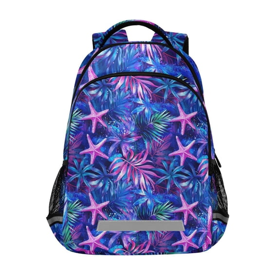 FORMRS Kids School Backpack Elementary Student Unisex Travel Bookbag with Reflective Stripes, Neon Pink Starfish