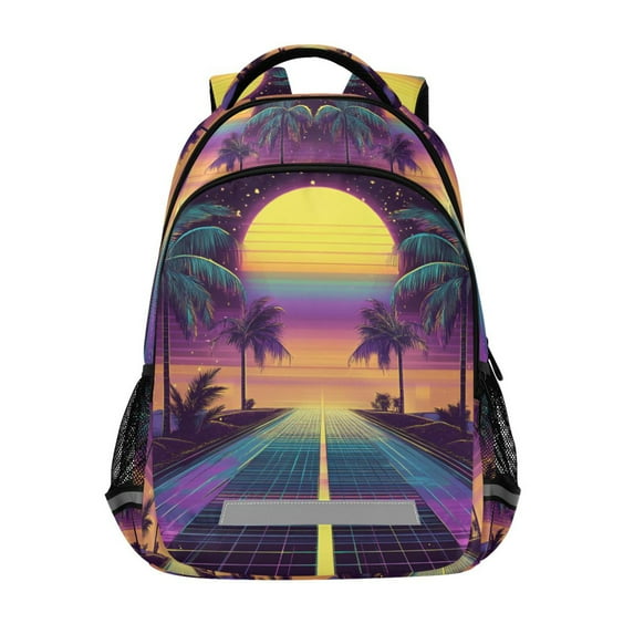 FORMRS Unisex Backpack Elementary School Travel Bookbag with Reflective Stripes, Neon Road