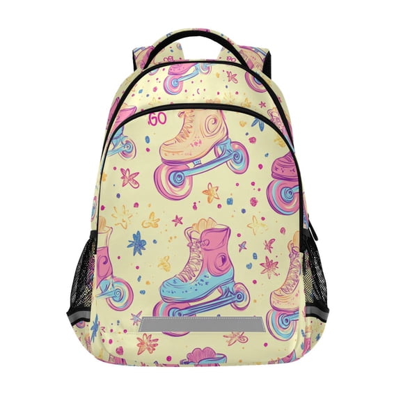 FORMRS Unisex Backpack Elementary School Travel Bookbag with Reflective Stripes, Neon Skates
