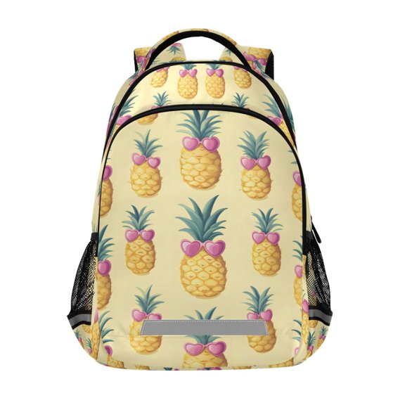 FORMRS Unisex Backpack Elementary School Travel Bookbag with Reflective Stripes, Pineapple Love