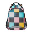 thumbnail image 1 of FORMRS Unisex Backpack Elementary School Travel Bookbag with Reflective Stripes, Pink Checkered Pattern, 1 of 7