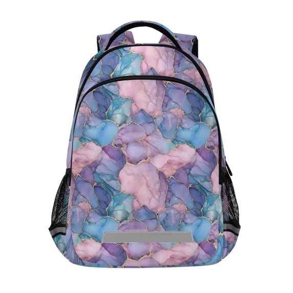 FORMRS Kids School Backpack Elementary Student Unisex Travel Bookbag with Reflective Stripes, Pink Marble Pattern