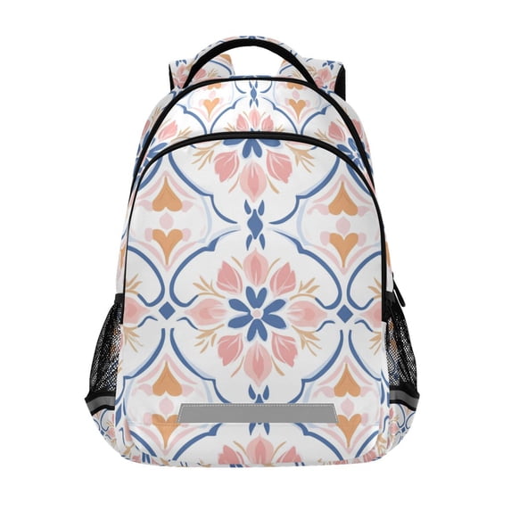 FORMRS Unisex Backpack Elementary School Travel Bookbag with Reflective Stripes, Pink Mosaic Pattern