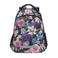 thumbnail image 1 of FORMRS Kids School Backpack Elementary Student Unisex Travel Bookbag with Reflective Stripes, Pink and Purple Flowers, 1 of 7