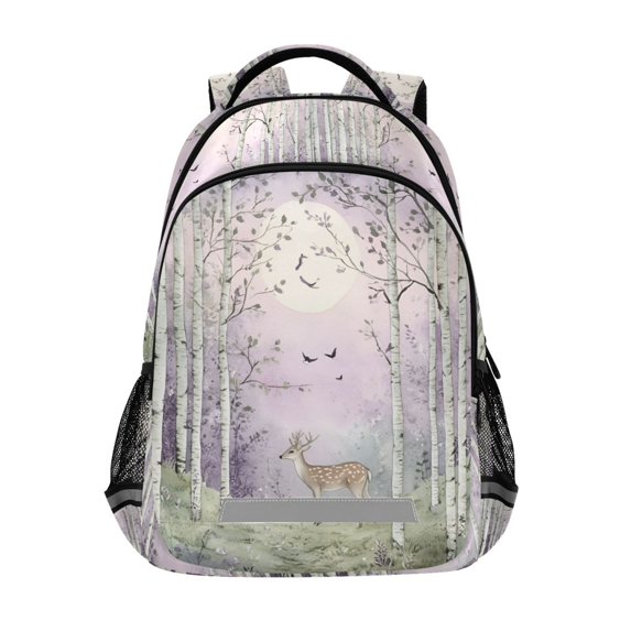 FORMRS Kids School Backpack Elementary Student Unisex Travel Bookbag with Reflective Stripes, Purple Deer
