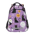 thumbnail image 1 of FORMRS Unisex Backpack Elementary School Travel Bookbag with Reflective Stripes, Purple Halloween Pattern, 1 of 7
