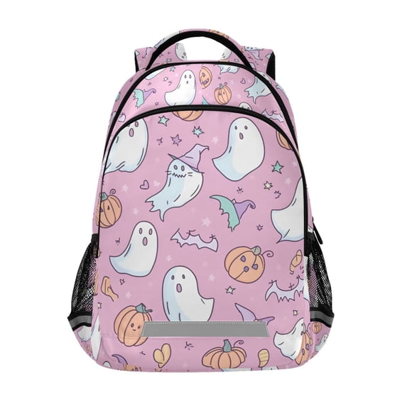 FORMRS Unisex Backpack Elementary School Travel Bookbag with Reflective Stripes, Purple Halloween