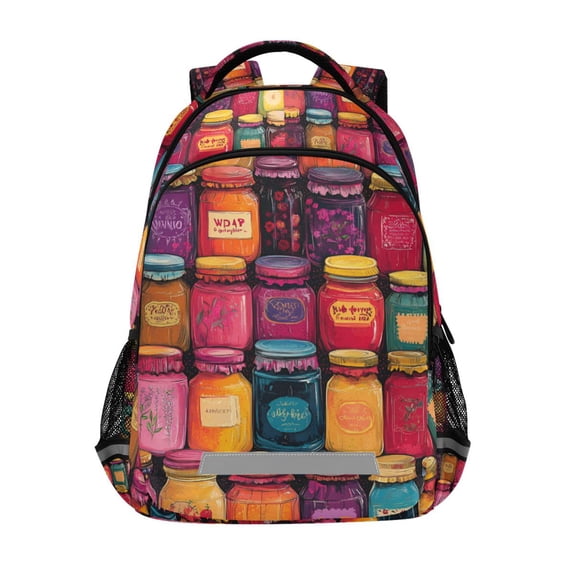 FORMRS Kids School Backpack Elementary Student Unisex Travel Bookbag with Reflective Stripes, Purple Jar