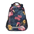 thumbnail image 1 of FORMRS Unisex Backpack Elementary School Travel Bookbag with Reflective Stripes, Red Floral Flamingo, 1 of 7