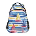 thumbnail image 1 of FORMRS Kids School Backpack Elementary Student Unisex Travel Bookbag with Reflective Stripes, Red Hand Drawn Sailboats, 1 of 7