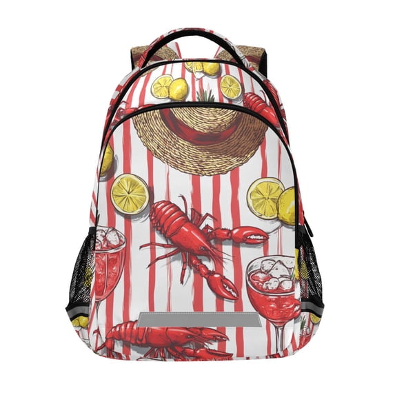 FORMRS Kids School Backpack Elementary Student Unisex Travel Bookbag with Reflective Stripes, Red Lobster