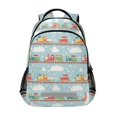 thumbnail image 1 of FORMRS Kids School Backpack Elementary Student Unisex Travel Bookbag with Reflective Stripes, Red Trains Pattern, 1 of 7