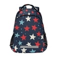 thumbnail image 1 of FORMRS Unisex Backpack Elementary School Travel Bookbag with Reflective Stripes, Red White Stars, 1 of 7