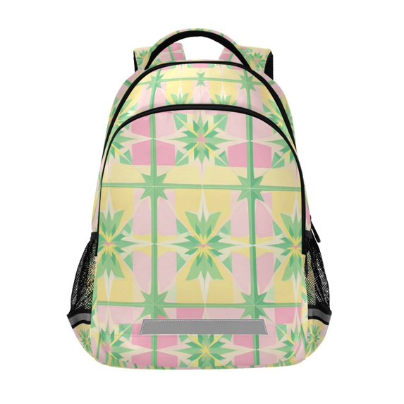 FORMRS Unisex Backpack Elementary School Travel Bookbag with Reflective Stripes, Retro Beige Stars