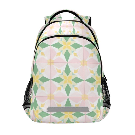 FORMRS Unisex Backpack Elementary School Travel Bookbag with Reflective Stripes, Retro Yellow Stars