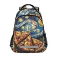 thumbnail image 1 of FORMRS Unisex Backpack Elementary School Travel Bookbag with Reflective Stripes, Starry Pizza, 1 of 7