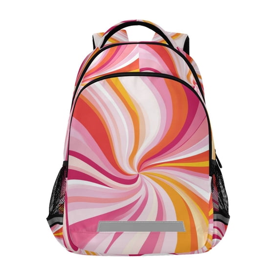 FORMRS Unisex Backpack Elementary School Travel Bookbag with Reflective Stripes, Swirling Lines