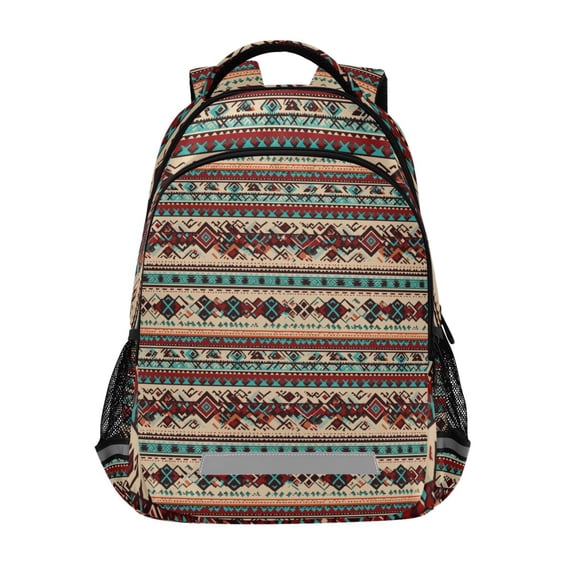 FORMRS Kids School Backpack Elementary Student Unisex Travel Bookbag with Reflective Stripes, Tribal Art