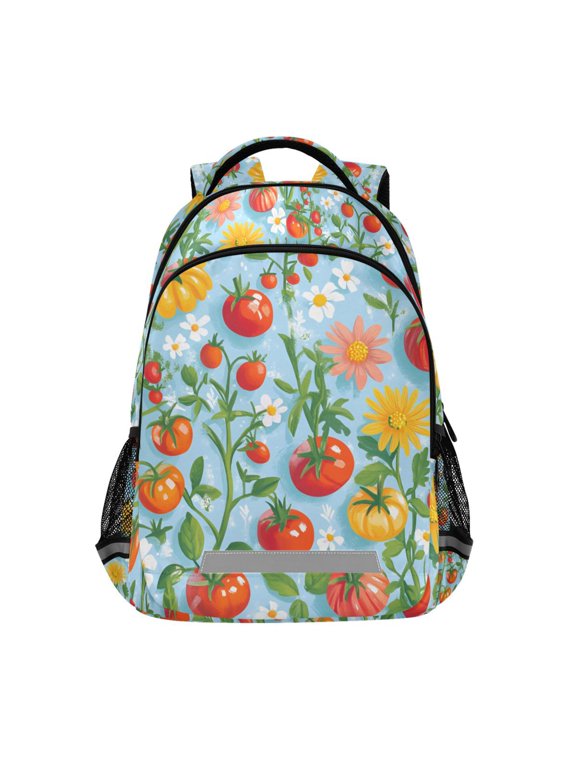 Kids School Backpack Elementary Student Unisex Travel Bookbag with Reflective Stripes, Various Tomatoes