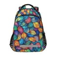 thumbnail image 1 of FORMRS Unisex Backpack Elementary School Travel Bookbag with Reflective Stripes, Vibrant Art Leaves Pattern, 1 of 7