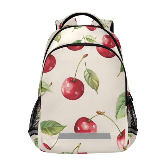 FORMRS Kids School Backpack Elementary Student Unisex Travel Bookbag with Reflective Stripes, Watercolor Cherry