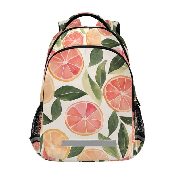 FORMRS Kids School Backpack Elementary Student Unisex Travel Bookbag with Reflective Stripes, Watercolor Grapefruit