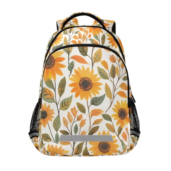 FORMRS Kids School Backpack Elementary Student Unisex Travel Bookbag with Reflective Stripes, Watercolor Sunflowers