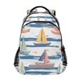 thumbnail image 1 of FORMRS Kids School Backpack Elementary Student Unisex Travel Bookbag with Reflective Stripes, White Hand Drawn Sailboats, 1 of 7