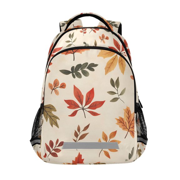 FORMRS Unisex Backpack Elementary School Travel Bookbag with Reflective Stripes, Yellow Autumn Leaves