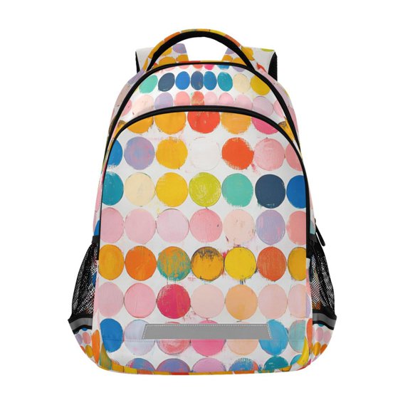 FORMRS Unisex Backpack Elementary School Travel Bookbag with Reflective Stripes, Yellow Circles