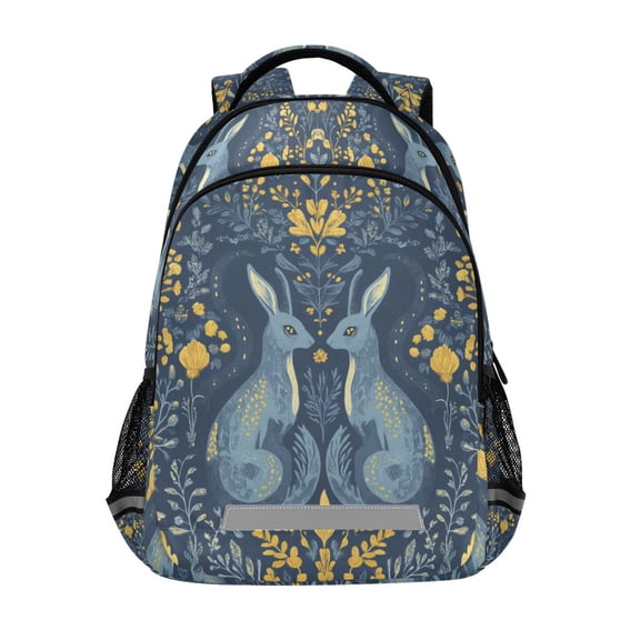 FORMRS Unisex Backpack Elementary School Travel Bookbag with Reflective Stripes, Yellow Forest Pattern