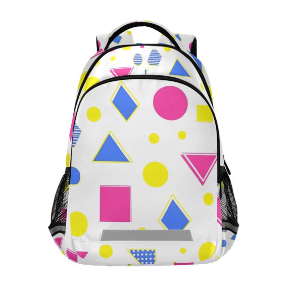 FORMRS Unisex Backpack Elementary School Travel Bookbag with Reflective Stripes, Yellow Retro Round