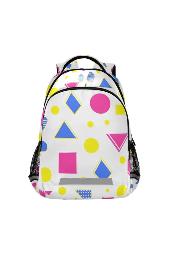 Unisex Backpack Elementary School Travel Bookbag with Reflective Stripes, Yellow Retro Round