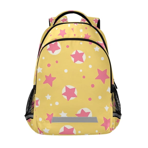 FORMRS Unisex Backpack Elementary School Travel Bookbag with Reflective Stripes, Yellow Stars