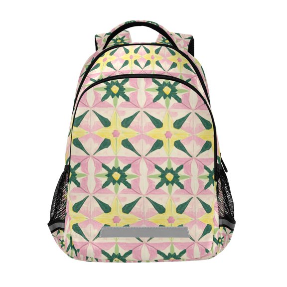 FORMRS Unisex Backpack Elementary School Travel Bookbag with Reflective Stripes, Yellow Symmetrical Stars