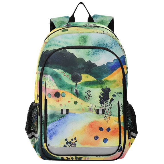 FORMRS Unisex School Backpack 17" Student Travel Bag with Laptop Compartment, Art Field