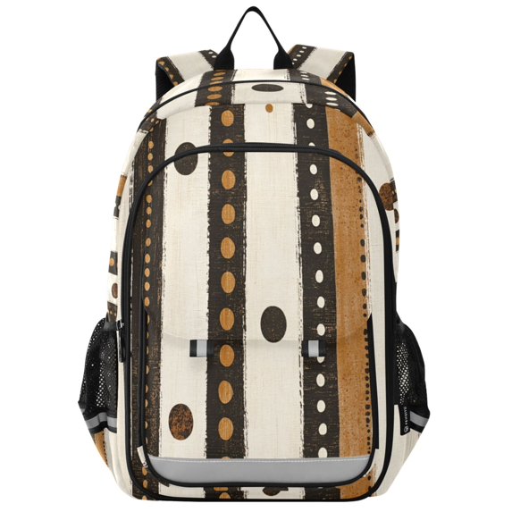 FORMRS Unisex School Backpack 17" Student Travel Bag with Laptop Compartment, Beige Abstract Dots