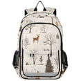 thumbnail image 1 of FORMRS Unisex School Backpack 17" Student Travel Bag with Laptop Compartment, Beige Christmas Forest, 1 of 7