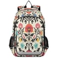 thumbnail image 1 of FORMRS Unisex School Backpack 17" Student Travel Bag with Laptop Compartment, Beige Red Floral, 1 of 7