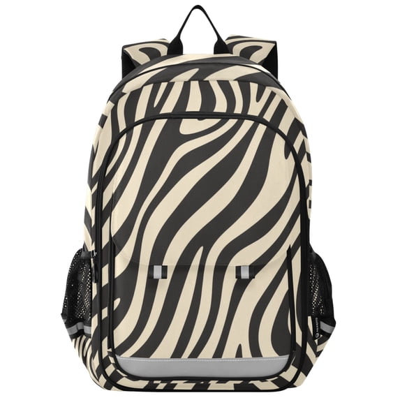 FORMRS Unisex School Backpack 17" Student Travel Bag with Laptop Compartment, Black Lines