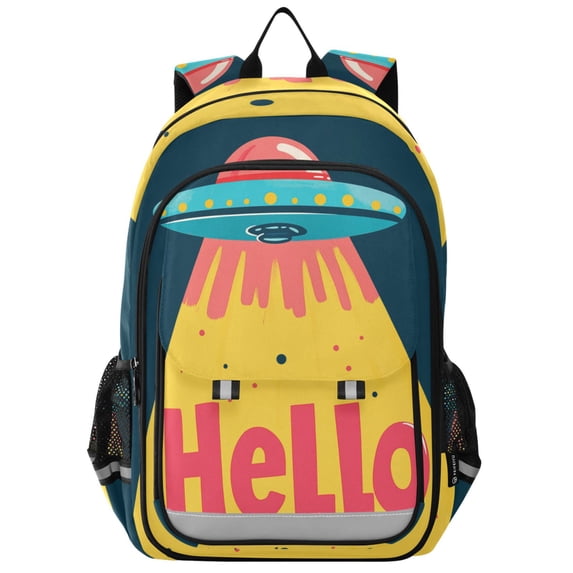 FORMRS Unisex School Backpack 17" Student Travel Bag with Laptop Compartment, Blue UFO