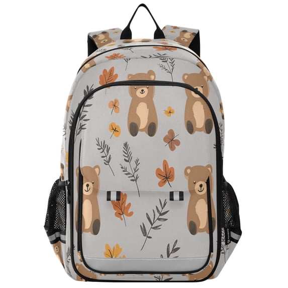 FORMRS Unisex School Backpack 17" Student Travel Bag with Laptop Compartment, Brown Cartoon Bears