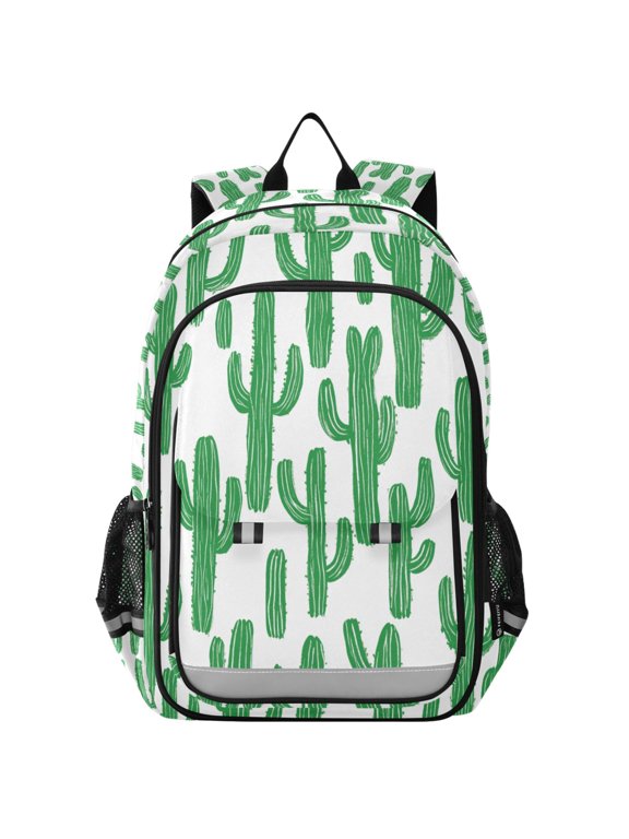 Unisex School Backpack 17" Student Travel Bag with Laptop Compartment, Cactus Pattern