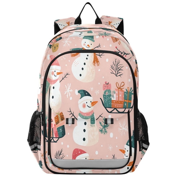 FORMRS Unisex School Backpack 17" Student Travel Bag with Laptop Compartment, Christmas Snowman